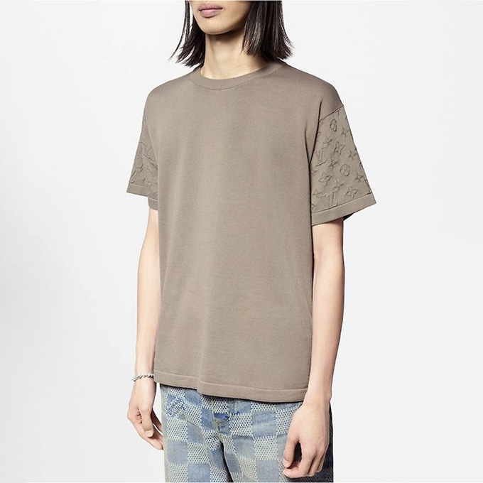 lv louis vuitton monogram jacquard sleeve t-shirt